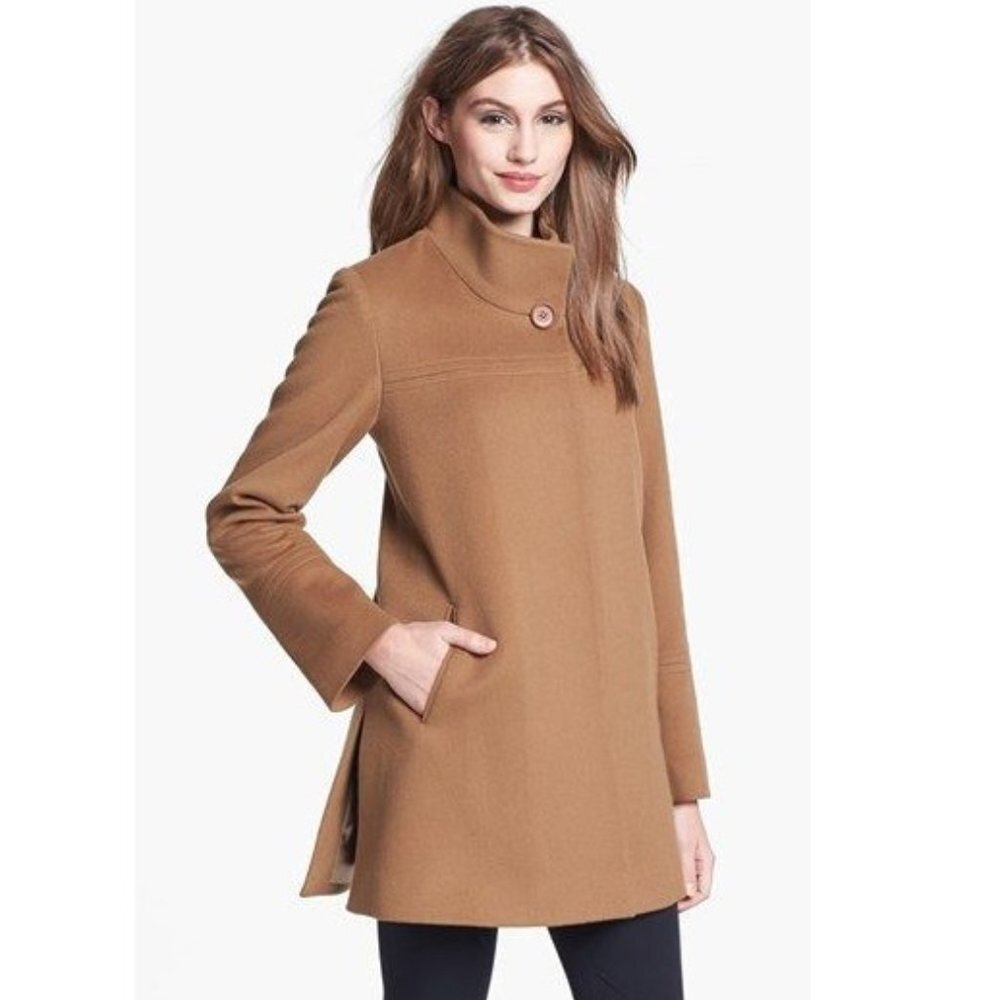 Fleurette Stand Collar Wool Car Coat - Picture 2 of 12